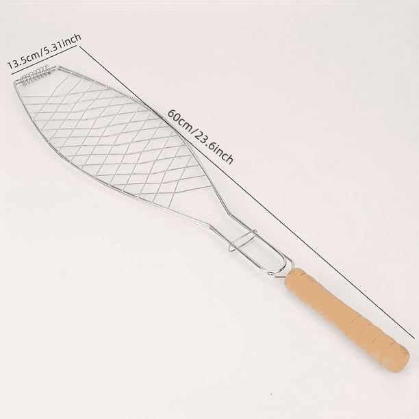 1pc Roasting Fish Grilling Basket Vegetable With Folding Handle DIY Flexible Nonstick Outdoor Barbecue Tool Portable Burger Mesh BBQ, Grilling & Barbecue Utensils