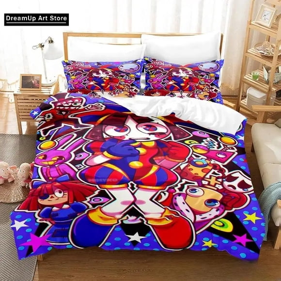 Amazing Digital Circus Bedding Set Cute Quilt Cover Bed Cover With Pillowcase Boys