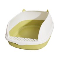 Ioensy - Caja De Arena Para Gatos De Cara Alta, Orinal Para Gatos, Inodoro Para Conejitos, Suministros Para Mascotas, Color Verde De Viaje L