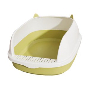 Ioensy - Caja De Arena Para Gatos De Cara Alta, Orinal Para Gatos, Inodoro Para Conejitos, Suministros Para Mascotas, Color Verde De Viaje L