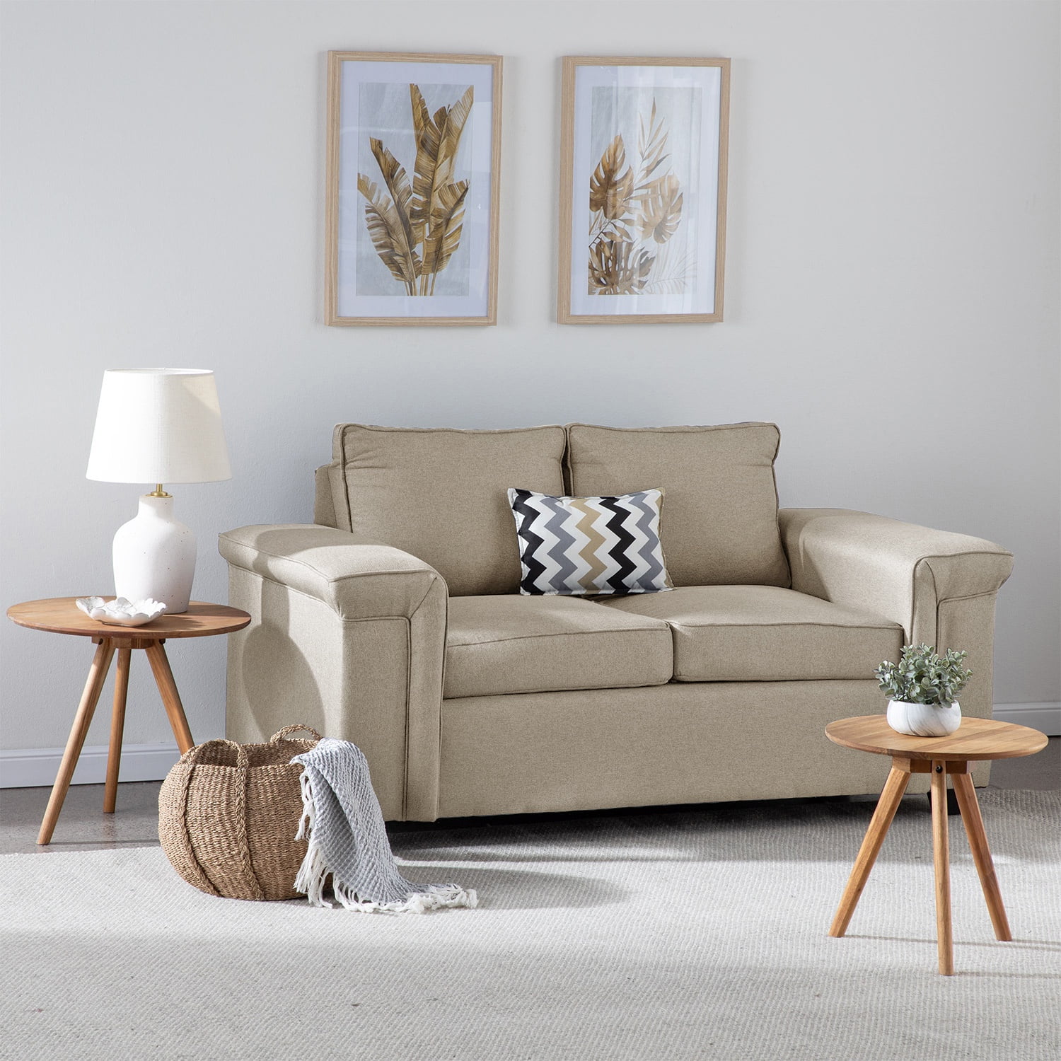 Muebles Cottoni - Sofá 2 Cuerpos Sicilia Tela Beige