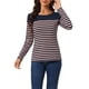 thumbnail image 1 of INSPIRE CHIC Blusa de Mujer para Regreso a Clases con Bloque de Color a Rayas de Manga Larga Camiseta Casual XL Azul Rosa, 1 of 6