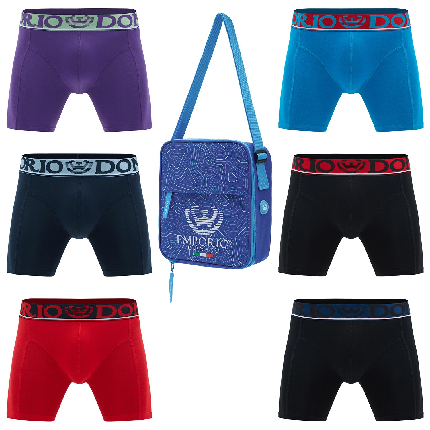 Giovacchino - Pack De 6 Boxer Medio Algodón Hombre Con Bolso Regalo