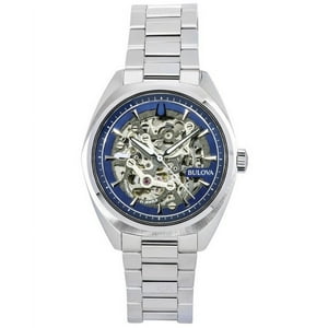 Reloj Bulova Classic Surveyor Stainless Steel Blue Skeleton Dial Automatic 96A292 100M Men'S Watch