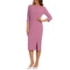 thumbnail image 1 of INSPIRE CHIC Vestido de Tubo para Mujer Cuello Barco Mangas 3/4 Dobladillo con Abertura Vestidos Midi para el Trabajo Rosa Suave L, 1 of 6