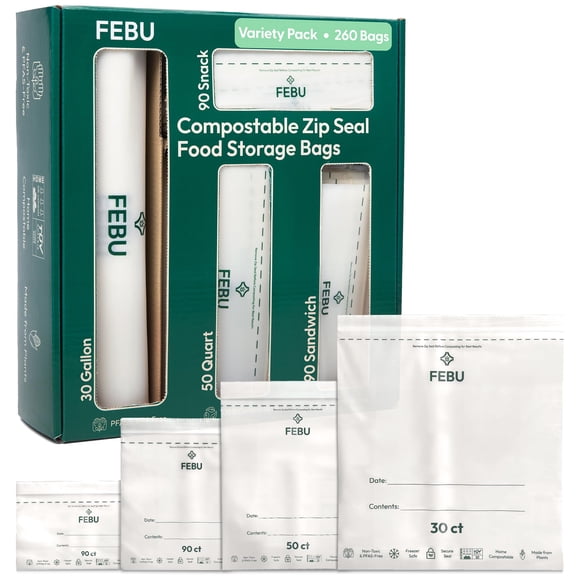 Paquete Variado de Bolsas Compostables para Alimentos FEBU 260 unidades