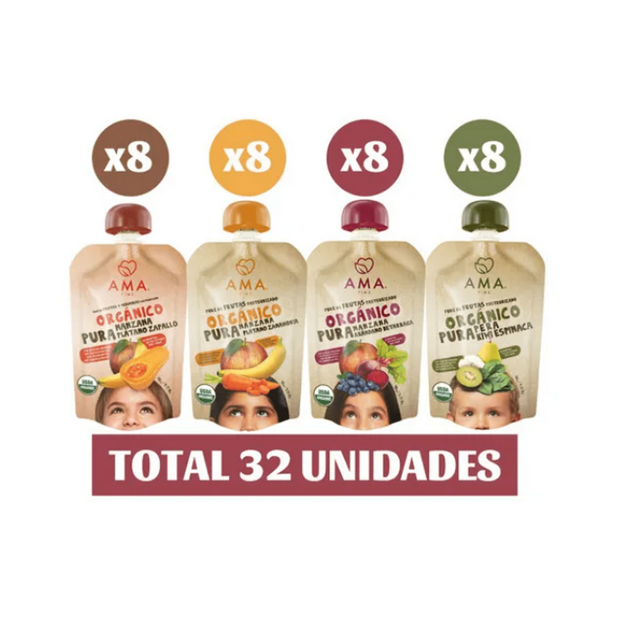32x Ama Mix Pure Vegetales Orgánico Papilla Colado Compota | Lider