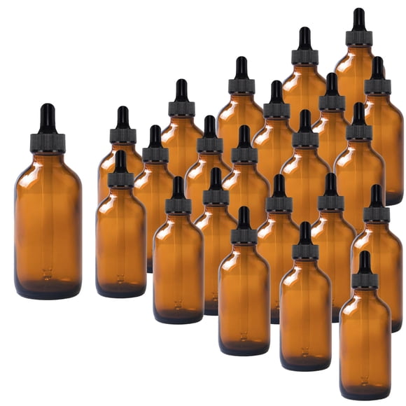 Botella de aceite esencial Easeen de vidrio ámbar de 120 ml con gotero, paquete de 24