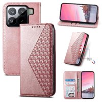 Funda Flip Foxdock Para Xiaomi 15 , Estilo Billetera Con Diseño Rombo, Correa De Mano Y Soporte, Uso Diario