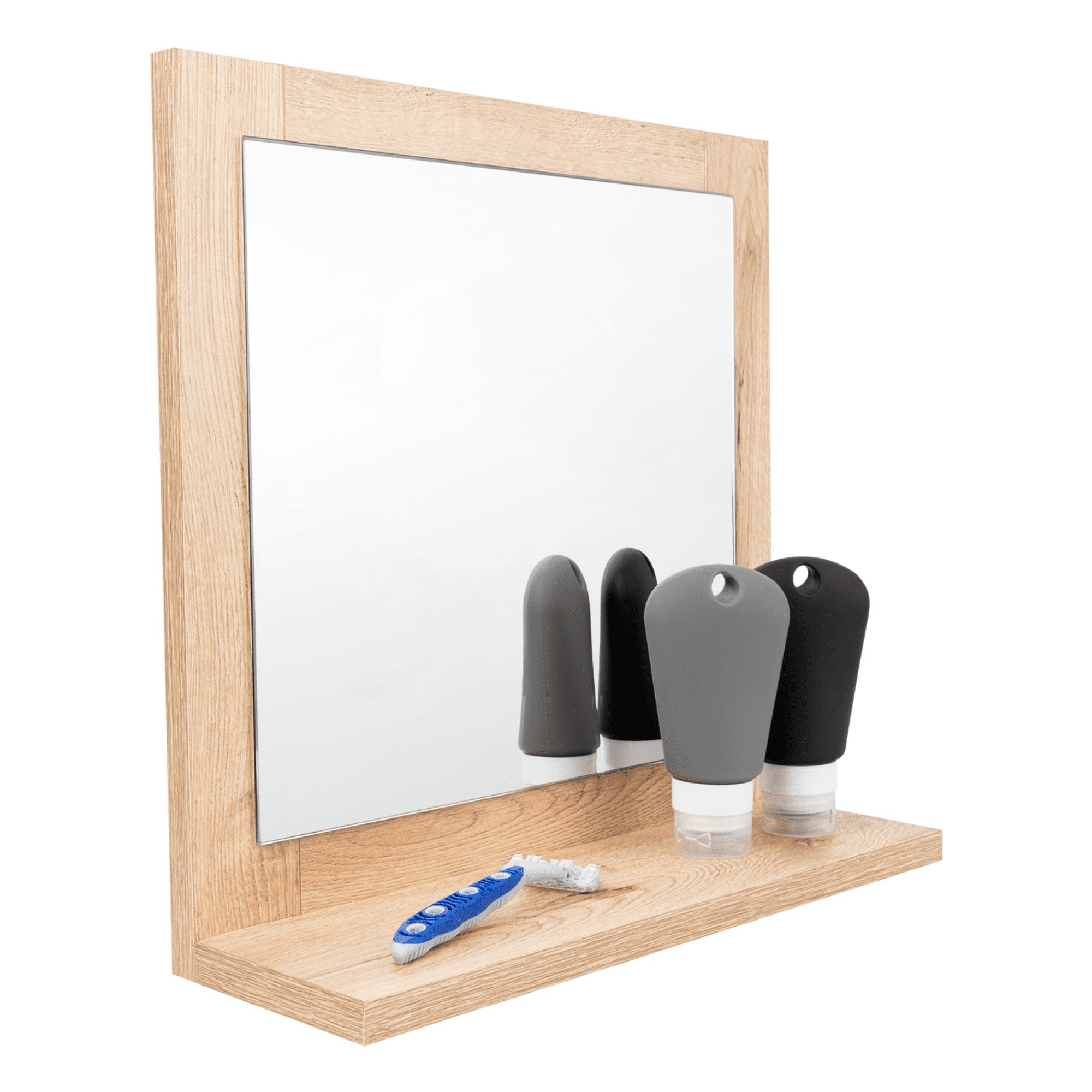 Tuhome - Espejo Rectangular Marco De Madera 35x35x10 Cm