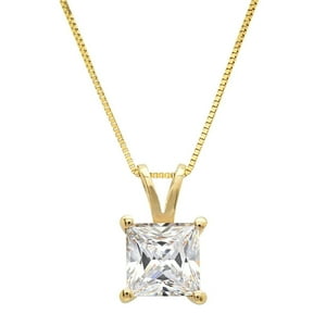 Collar Paris Jewelry 14K Yellow Gold Princess-Cut Created White Sapphire 18"" Dorado