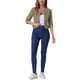 thumbnail image 2 of Chaquetas de mezclilla cortas sin cuello de manga 3/4 para mujer INSPIRE CHIC Verde ejército grisáceo M, 2 of 5