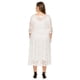 thumbnail image 3 of Vestido de noche de talla grande para mujer, estilo vintage con encaje floral, manga 2/3, falda de largo medio y bolsillos de encaje calados (blanco)., 3 of 5