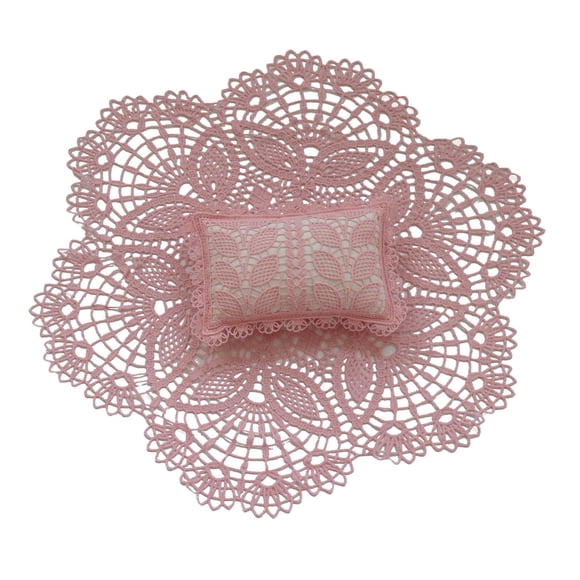 Baby Photo Props Photo Shoot Background Mat Pillow Set Encaje Trim Para Baby Pink