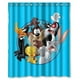 thumbnail image 1 of Cortina de ducha azul con diseño de dibujos animados de Looney Tunes, juego de cortina de baño con ganchos, tamaño 60 x 72 pulgadas, 1 of 3
