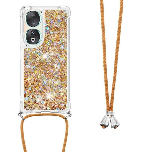 Funda FOXDOCK para Honor 90 con Cuerda Ajustable, Brillo Líquido, Protección Antigolpes y Lente – Ideal para Regalo