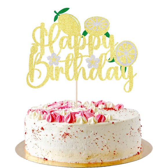Adorno para Pastel AROKIPPRY Limón Feliz Cumpleaños Dorado