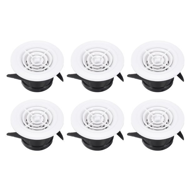 Uxcell Cubierta de Ventilación Redonda de 3 Pulgadas, 6 Piezas de Respiraderos de Sofito Ajustables de ABS para el Hogar, Blanco