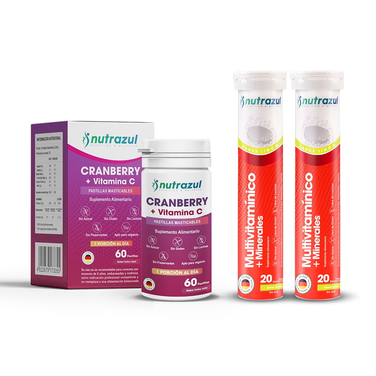 Nutrazul - Cranberry + Multivitaminico + Minerales Pack 3