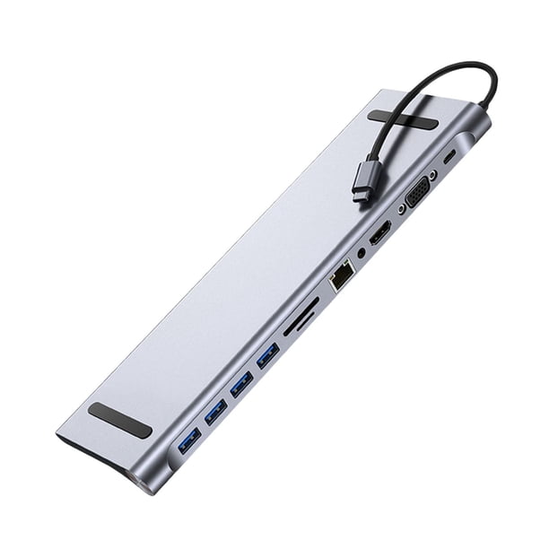 Adaptador de cable concentrador USB Plug and Play práctico con puerto PD de 100 W Rendimiento estable Estación de acoplamiento tipo C Múltiples interf 11 puerto
