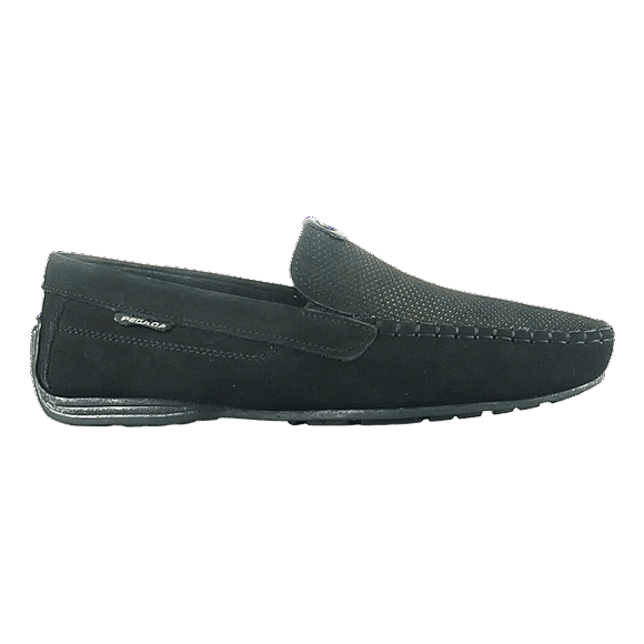 MOCASINES PEGADA CUERO NOBUCK NEGRO (HOMBRE) | 140741-08 - Talla 43