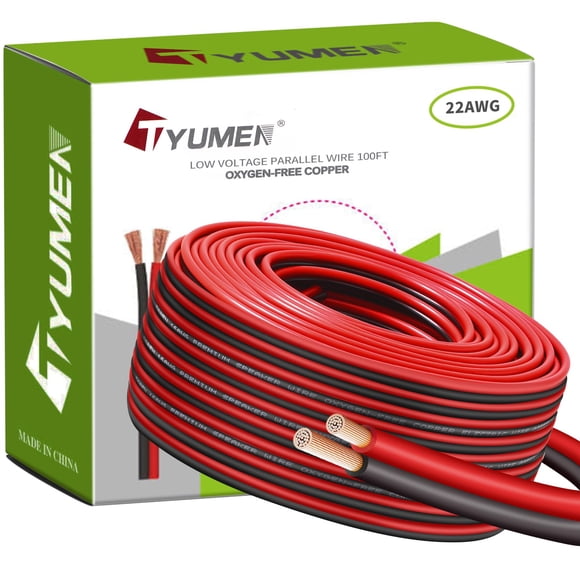 Cable Tyumen 22 AWG 31 m de cobre libre de oxígeno rojo y negro
