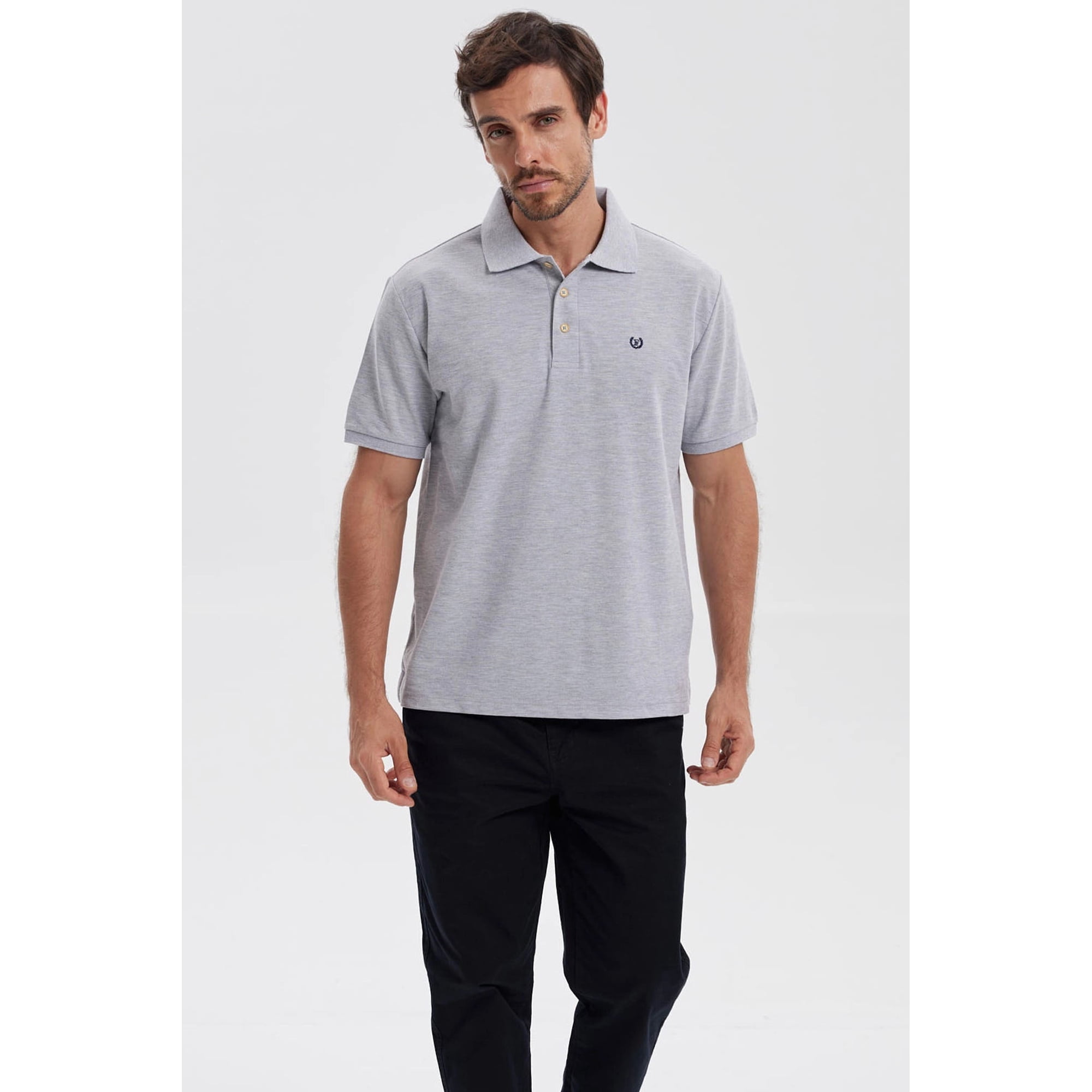 Fashionspark - Polera Hombre Piqué Básica Lisa Gris Melange - Lll
