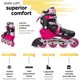 thumbnail image 3 of Patines en línea New Bounce ajustables para niños de 8 a 12 años, color rosa, 3 of 9
