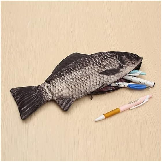 Estuche de lápices Rosojodg con forma de pez y cierre de cremallera