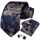 thumbnail image 1 of Corbata Azul Seda hombre con paño y colleras Azul Café Flores, 1 of 5