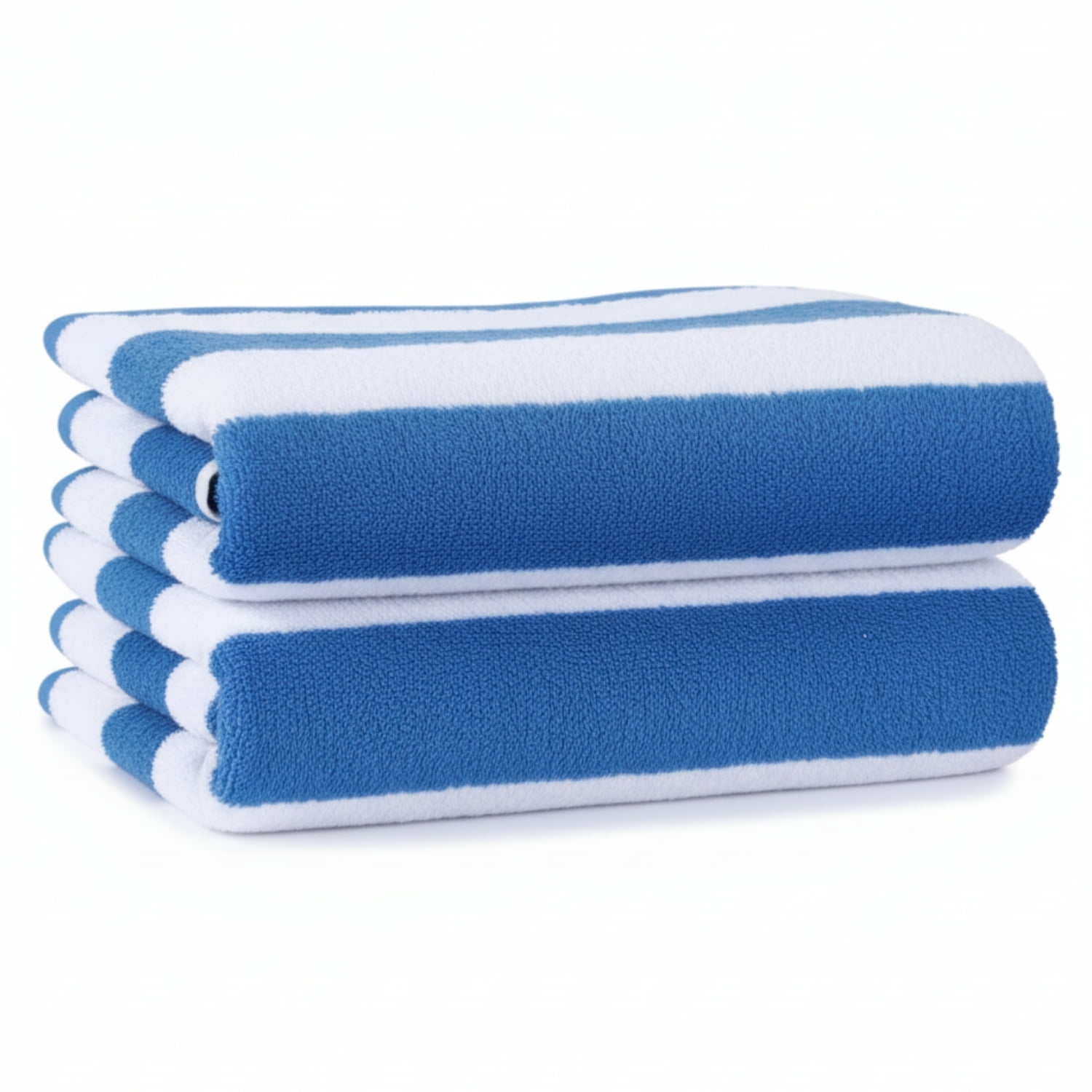 Aura Zeus - Set De 2 Toalla De Playa Algodon 150x75 Cm Xl Viaje Grande Rayada Az Azul