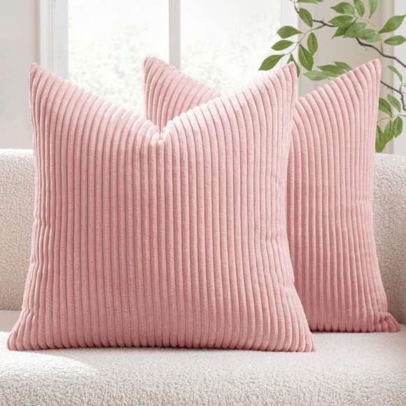 Fundas de almohada MIULEE Corduroy Summer, paquete de 2 unidades, 45 x 45 cm, color rosa