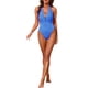 thumbnail image 2 of INSPIRE CHIC Traje de baño de una pieza para mujer con hebilla de metal, monokini con recortes, cuello halter, acanalado, escote en V profundo, push up, control de abdomen, azul real, talla pequeña, 2 of 5