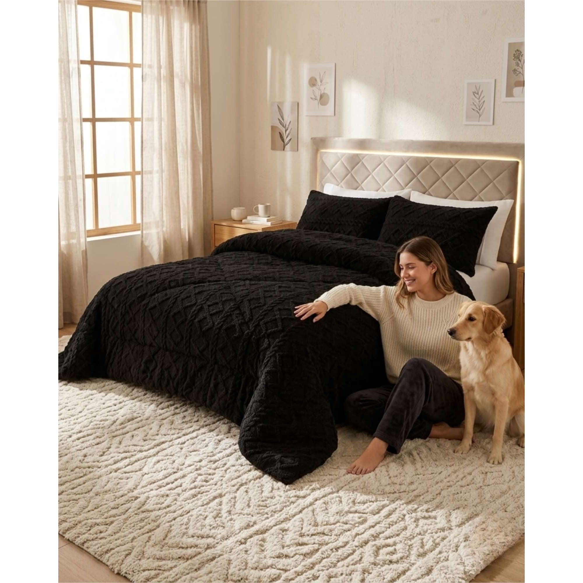 Todo Para El Hogar - Plumón Térmico Trenzas De Terciopelo King