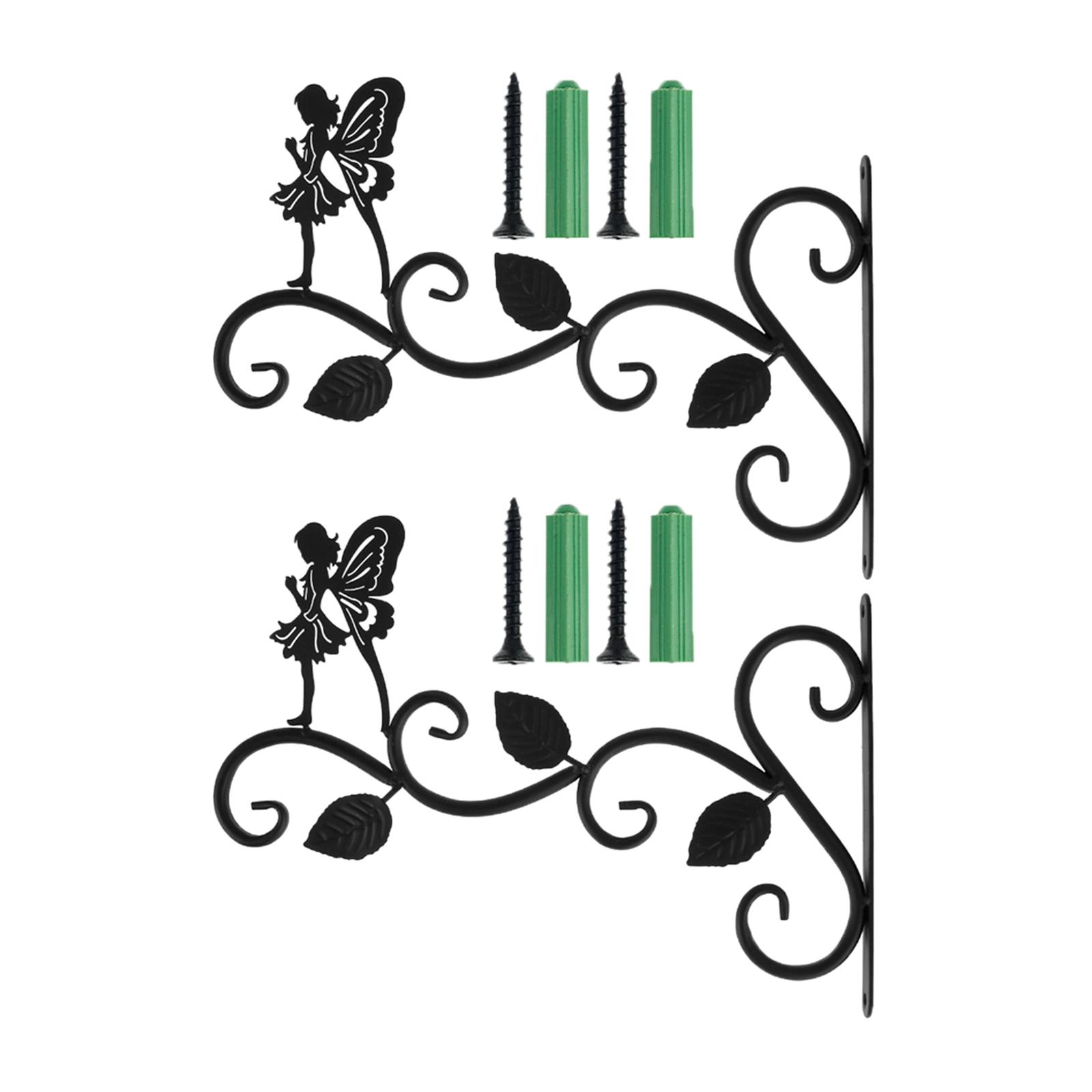 Magideal - Colgador De Plantas De Hierro 2X Para Colgar En La Pared, Resistente, Fácil De Instalar, Macetero, Flor, Duradero, Comedero Para Pájaros, Soporte Colg Hada De Pie De 3 Hojas