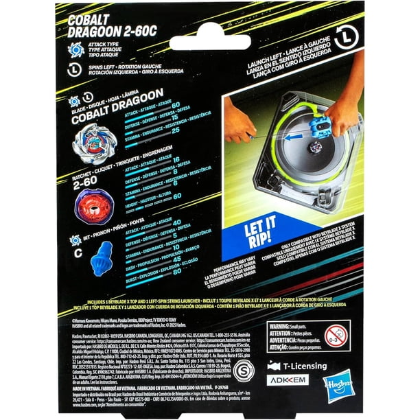 Beyblade X Cobalt Dragoon 260C Lanzador Cuerda Giro Izquierdo | Lider