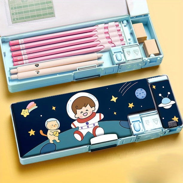 Organize Your Writing Essentials with our Large Capacity Double Layer Plastic Pen Box