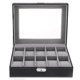 thumbnail image 1 of Organizador del almacenamiento de la caja de la vitrina del reloj de cuero de la PU de 10 rejillas para el regalo para hombre, 1 of 5