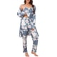 thumbnail image 2 of INSPIRE CHIC Conjunto de Pijama para Mujer 3 Piezas Top de Tirantes Pantalones de Pierna Ancha Bata de Manga Larga Talla 2XL Gris Azul, 2 of 6