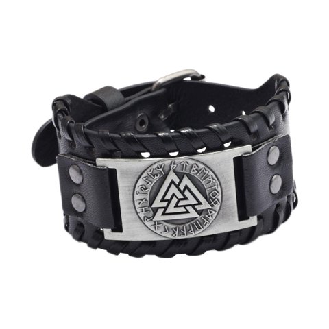 Magideal - Retro Wristband Triangle Rune Triangle Letter Nordic Charm Bracelet Rune Bracelet Bangle Wristband , Pu Plata