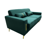 Muebles New - Sofa Paris Tres Cuerpos Verde Esmeralda Lino
