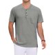 thumbnail image 5 of INSPIRE CHIC Camisetas Henley de Hombre de Manga Corta de Verano con Ribete en Contraste XL Gris, 5 of 6