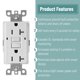 thumbnail image 4 of Enchufe GFCI Bates Choice 20 A, paquete de 6, blanco, LED, resistente a UV, 4 of 8