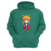 Genérico - Polerón Canguro Sailor Moon Verde Aguamarina Talla Xs Unisex