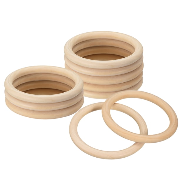 Uxcell 10 Paquete de Anillos de Madera Natural de 3.94", 10mm de Grosor Círculos de Madera Suaves Sin Terminar