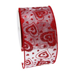 Magideal - Cintas Para El Día De San Valentín, Cinta Para Coser, 5 Yardas, 1,5 Pulgadas De Ancho, Decoración, Cinta Con Forma De Corazón, Cintas Para Envolver, , Fondo Transparente