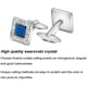 thumbnail image 3 of Gemelos cuadrados clásicos de cristal Swarovski Merit Ocean para hombre, de cristal azul, con caja de regalo, estilo elegante., 3 of 7