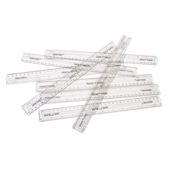Juego de reglas hand2mind Clear Safe-T de plástico, 30 cm (juego de 24)