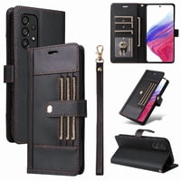 Foxdock Funda Tipo Cartera Para Samsung Galaxy A32 5G – Cubierta De Cuero Pu Con Múltiples Ranuras, Bolsillo Para Efectivo Y Correa De Muñeca