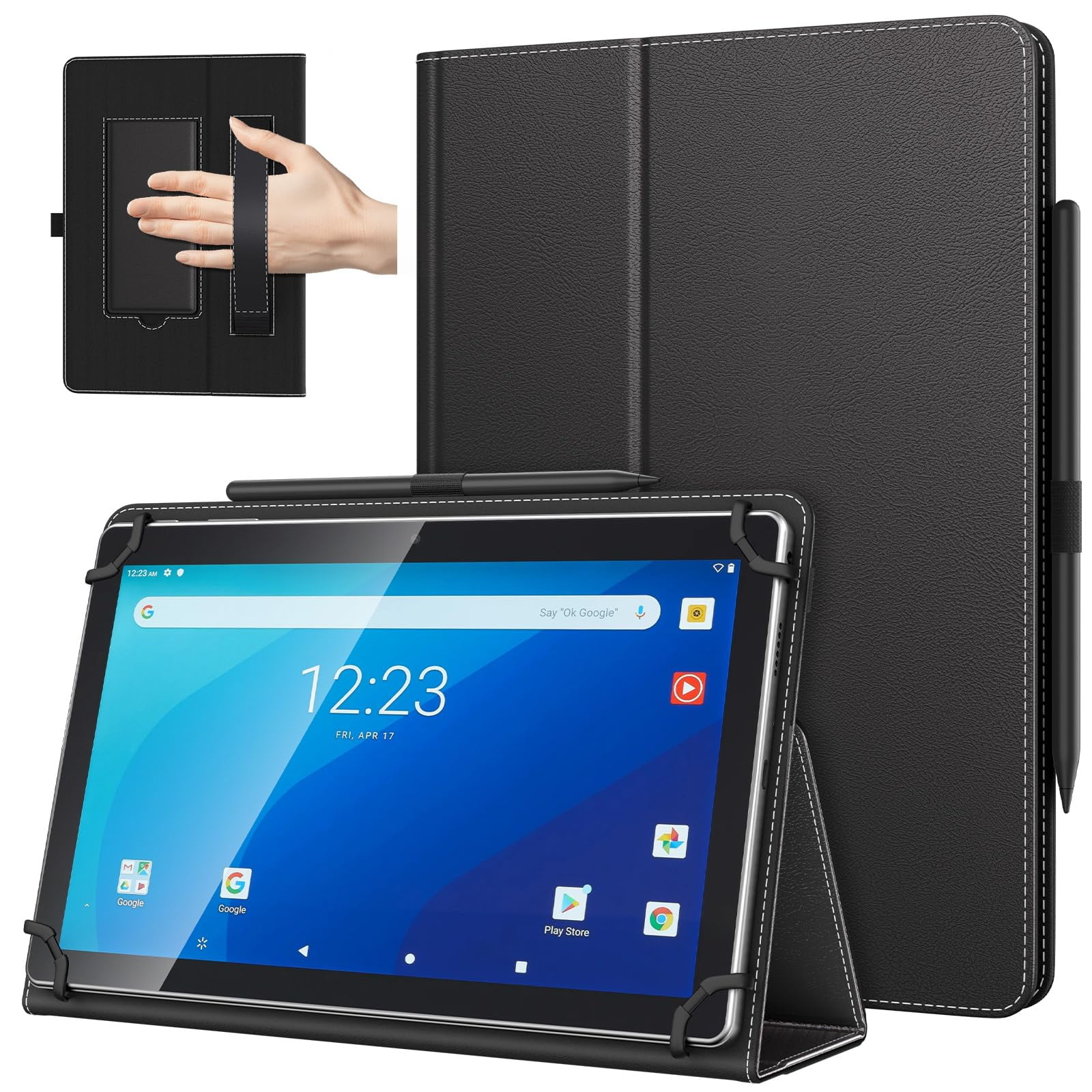 Funda Para Tablet Timovo Universal Android De 10,1" Con Correa De Mano Negra